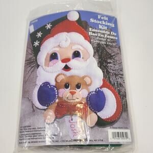 Design Works Crafts 5072 Santa Claus Teddy Bear Felt Stocking Kit 16" Christmas